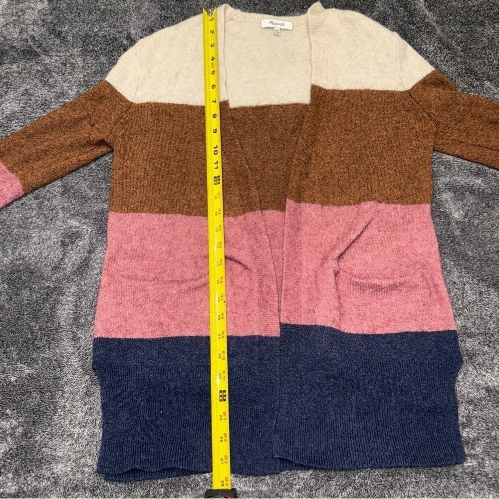 Madewell Ryder Stripe Cardigan Cream Pink color Block Color Stripped Sweater XXS - Picture 12 of 15